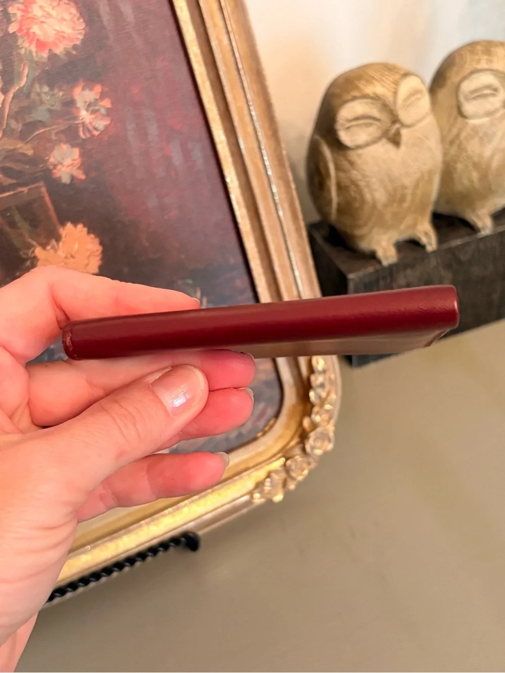 Cartier Burgundy Leather Men's Wallet with Gold Corner Accents